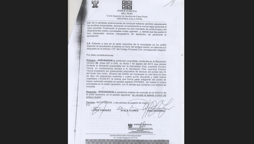 Resolución de la Corte Superior de Justicia de Lima Norte - Segunda Sala Civil 